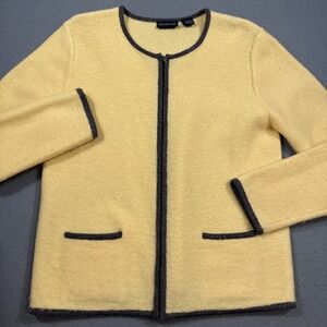 Bridgetown Collection 100% Wool Cardigan ZIP Sweater Medium Australia YELLOW GRY